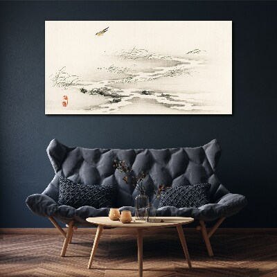 Tablou canvas Un peisaj liniștit cu o pasăre
