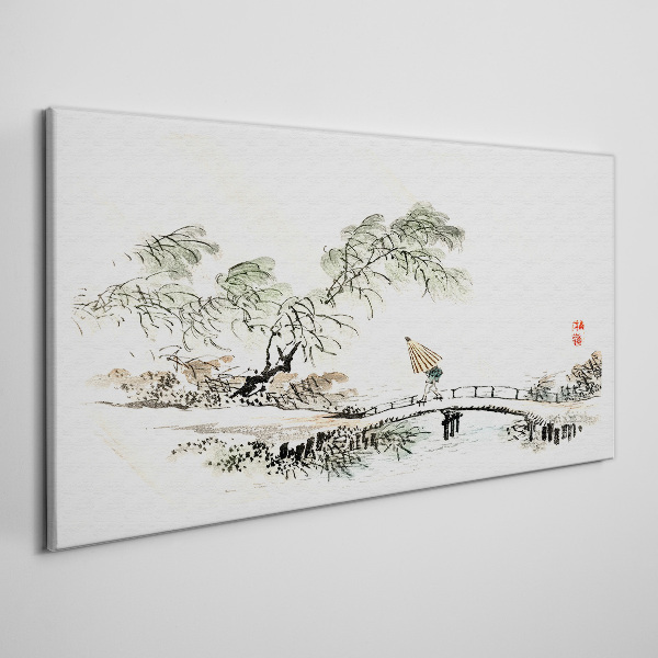 Tablou canvas Un peisaj liniștit cu un pod