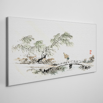 Tablou canvas Un peisaj liniștit cu un pod