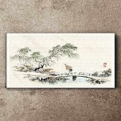Tablou canvas Un peisaj liniștit cu un pod