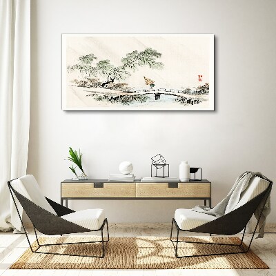 Tablou canvas Un peisaj liniștit cu un pod