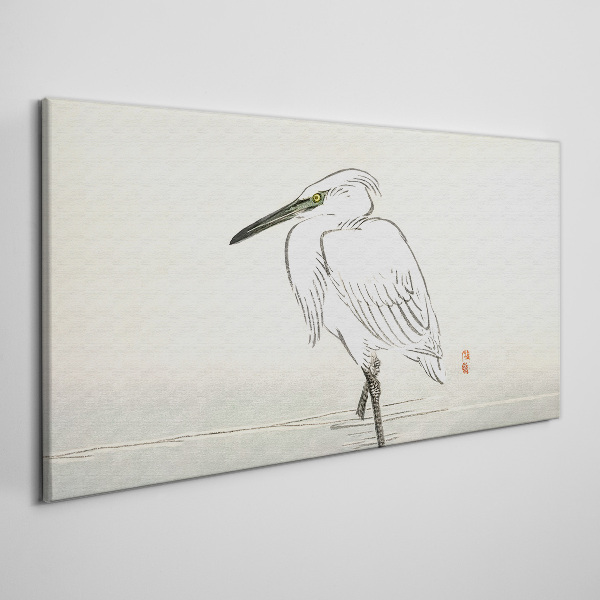 Tablou canvas Stârc alb în ceață