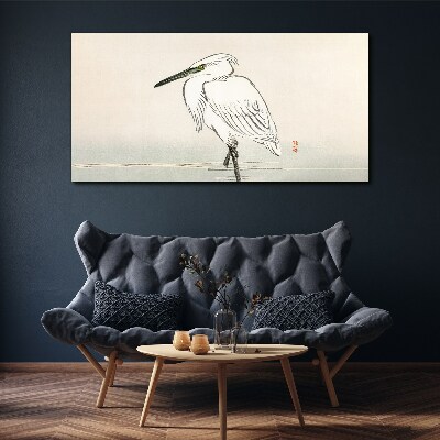 Tablou canvas Stârc alb în ceață