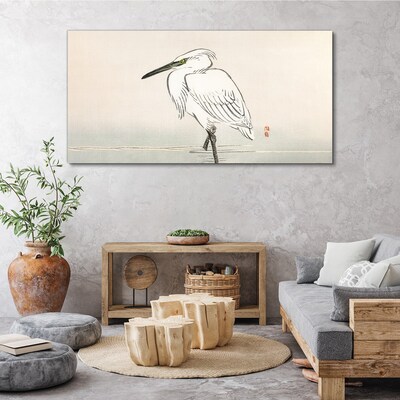 Tablou canvas Stârc alb în ceață