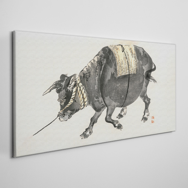 Tablou canvas Vaca cu coarne în mișcare