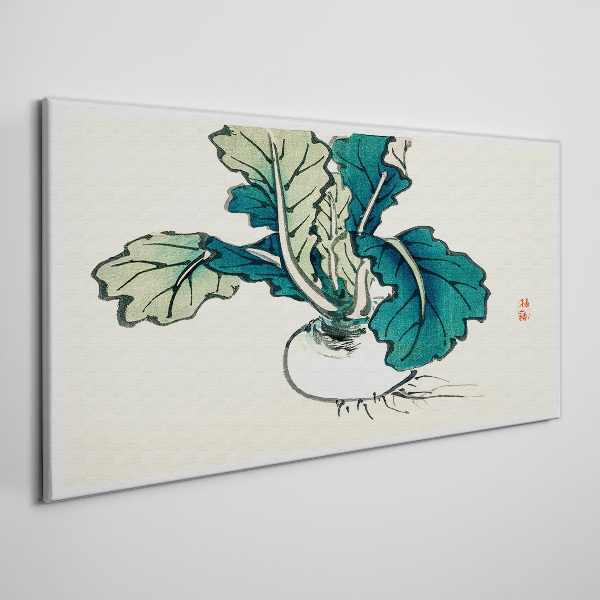 Tablou canvas Ridiche verde pe fond deschis