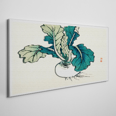 Tablou canvas Ridiche verde pe fond deschis