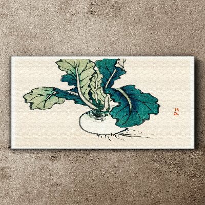 Tablou canvas Ridiche verde pe fond deschis