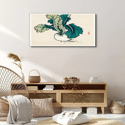 Tablou canvas Ridiche verde pe fond deschis