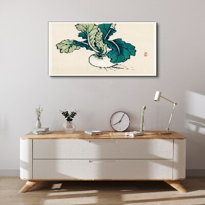 Tablou canvas Ridiche verde pe fond deschis