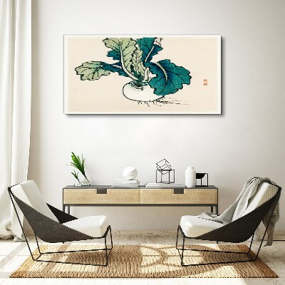 Tablou canvas Ridiche verde pe fond deschis