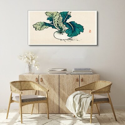 Tablou canvas Ridiche verde pe fond deschis