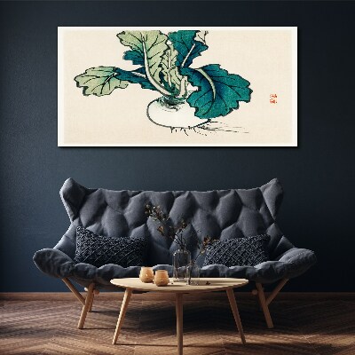 Tablou canvas Ridiche verde pe fond deschis
