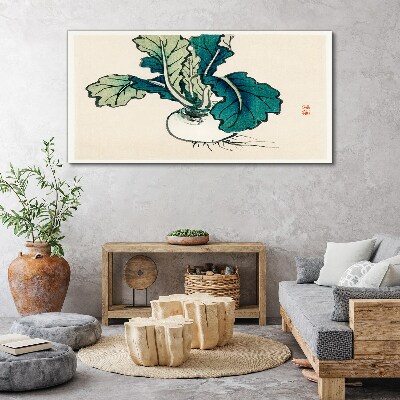 Tablou canvas Ridiche verde pe fond deschis