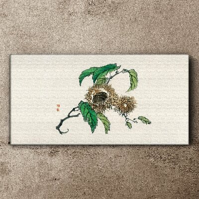 Tablou canvas Ramura de castan cu frunze