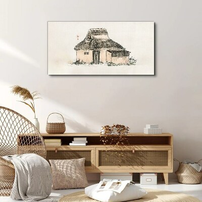 Tablou canvas Cabana la tara cu acoperis cu iarba