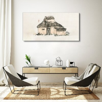 Tablou canvas Cabana la tara cu acoperis cu iarba