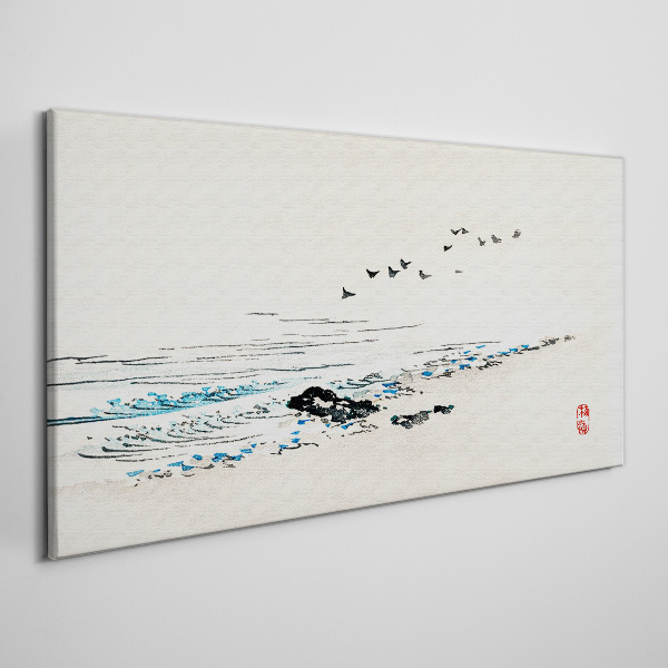 Tablou canvas Coastă liniștită cu păsări