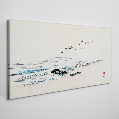 Tablou canvas Coastă liniștită cu păsări