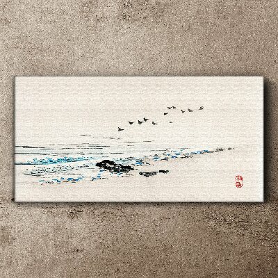 Tablou canvas Coastă liniștită cu păsări