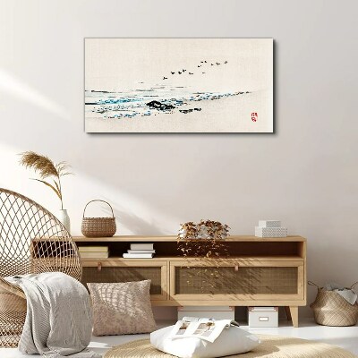 Tablou canvas Coastă liniștită cu păsări
