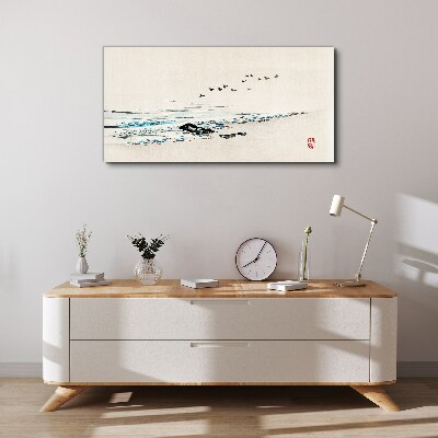 Tablou canvas Coastă liniștită cu păsări