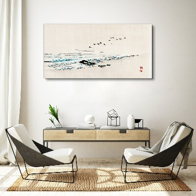 Tablou canvas Coastă liniștită cu păsări