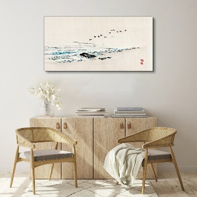 Tablou canvas Coastă liniștită cu păsări