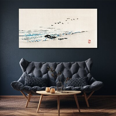 Tablou canvas Coastă liniștită cu păsări