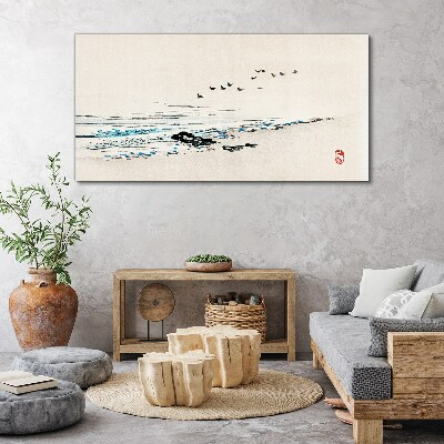 Tablou canvas Coastă liniștită cu păsări