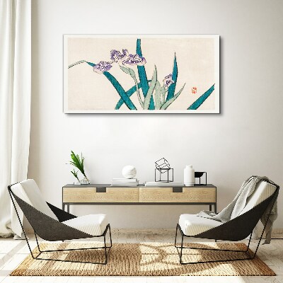 Tablou canvas Flori de iris pe un fundal deschis
