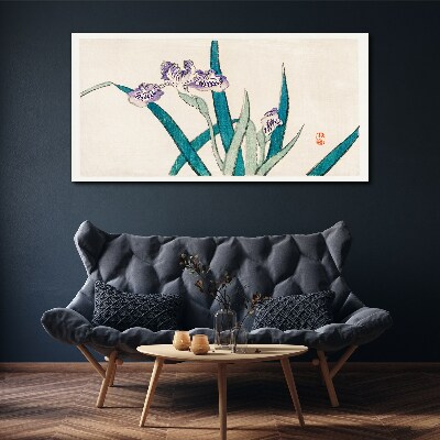 Tablou canvas Flori de iris pe un fundal deschis