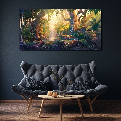 Tablou canvas flori de râu de pădure fantezie