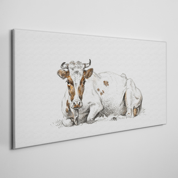 Tablou canvas O vacă liniştită în pajişte