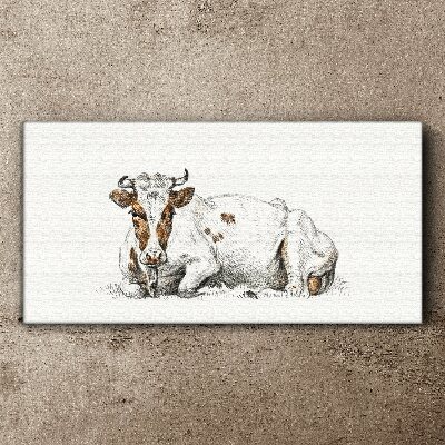 Tablou canvas O vacă liniştită în pajişte