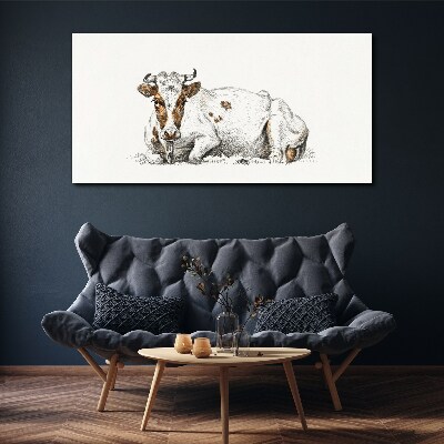 Tablou canvas O vacă liniştită în pajişte