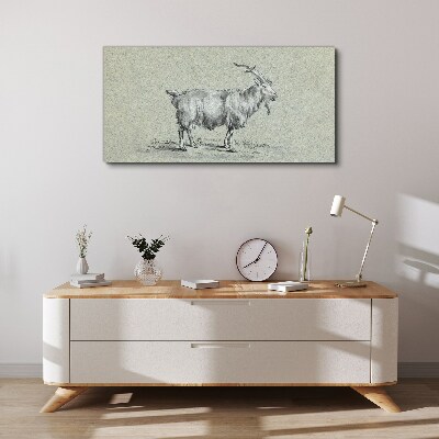 Tablou canvas Capră pe un fundal de hârtie gri