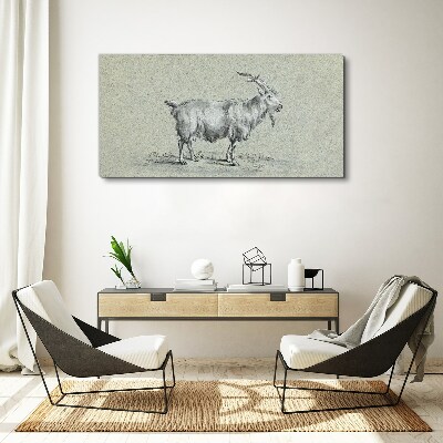 Tablou canvas Capră pe un fundal de hârtie gri