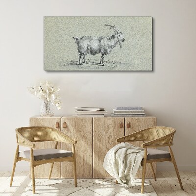 Tablou canvas Capră pe un fundal de hârtie gri