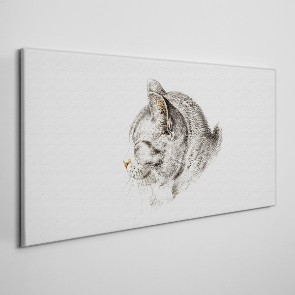 Tablou canvas Portretul unei pisici gri pe un fundal alb