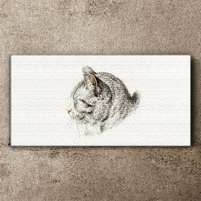 Tablou canvas Portretul unei pisici gri pe un fundal alb