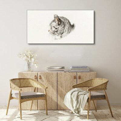 Tablou canvas Portretul unei pisici gri pe un fundal alb