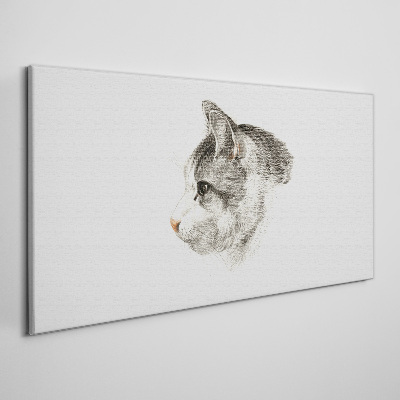 Tablou canvas Portretul unei pisici pe un fundal alb