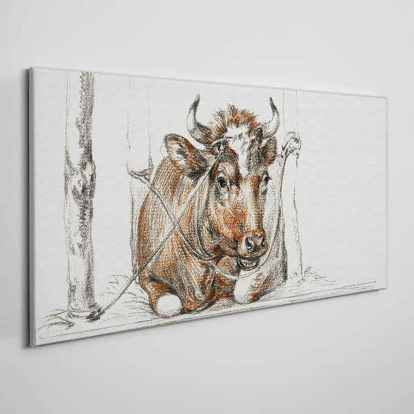 Tablou canvas O vacă liniștită într-un cadru rural