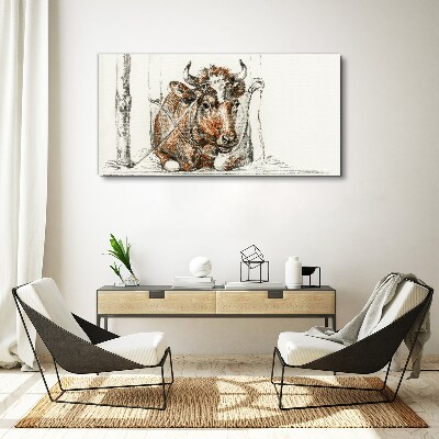 Tablou canvas O vacă liniștită într-un cadru rural