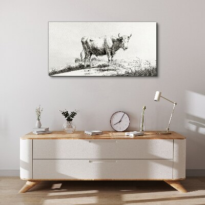 Tablou canvas Vaca neagră la pășune