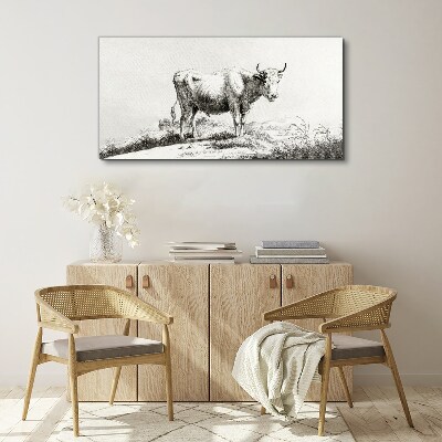 Tablou canvas Vaca neagră la pășune
