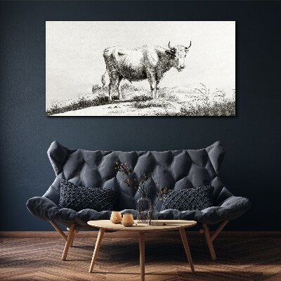 Tablou canvas Vaca neagră la pășune