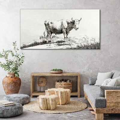 Tablou canvas Vaca neagră la pășune