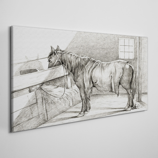Tablou canvas Un cal calm în grajd